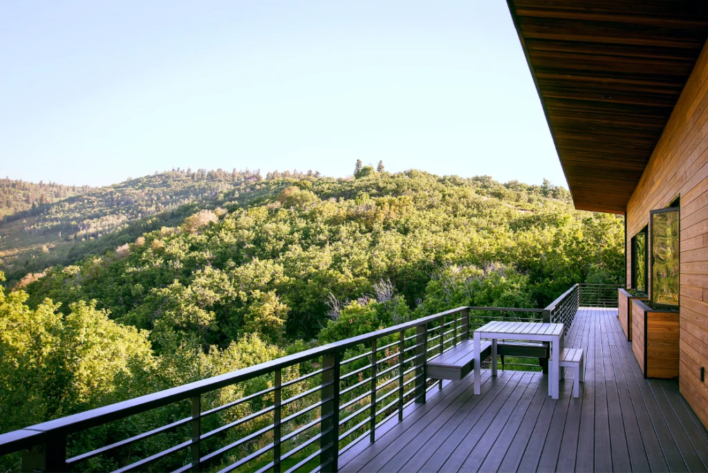 Custom home deck with breathtaking mountain view - Top Custom Home Builder Services in Utah.