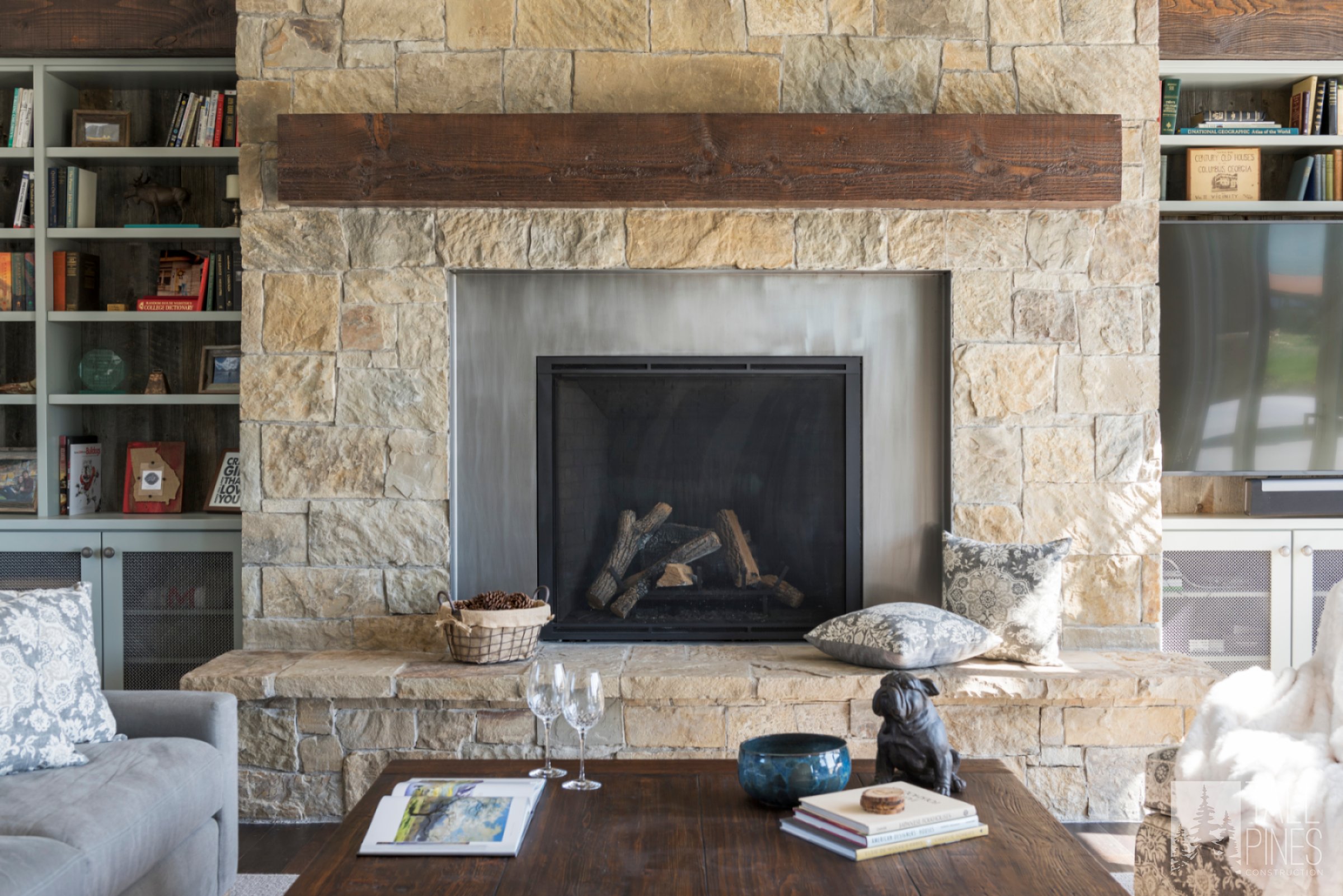 Striking Fireplace as Living Room Center in a Utah custom home