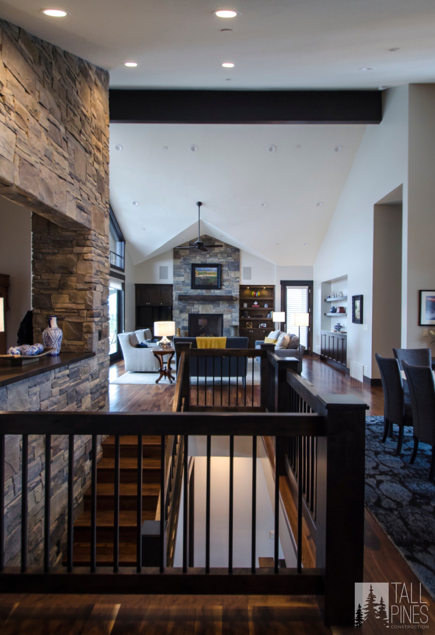 Modern staircase interior design featuring a contemporary railing design.