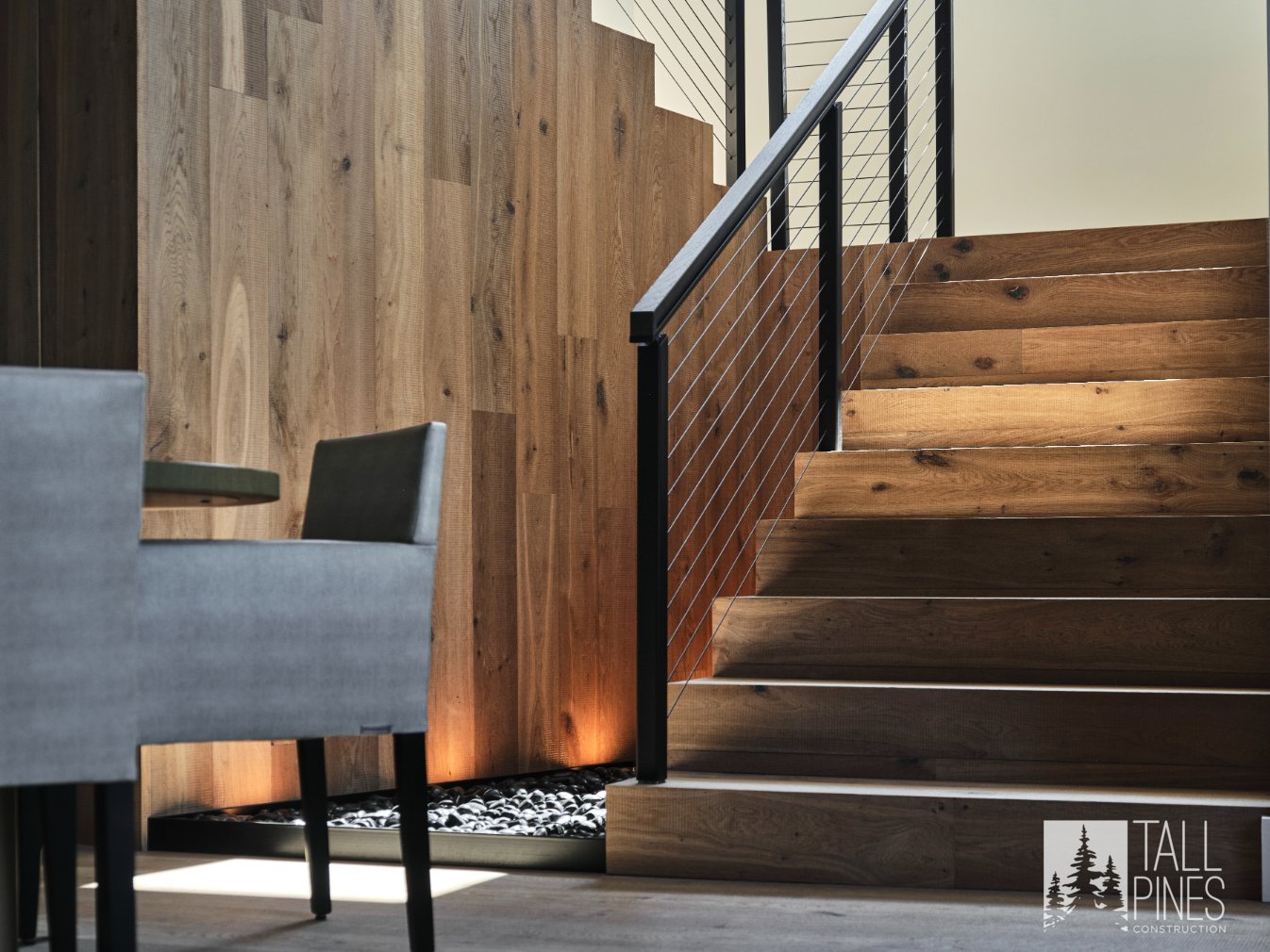 Beautiful Wood Work Stairs With Railing In Custom Home, Built By A Park City Custom Home Builder.